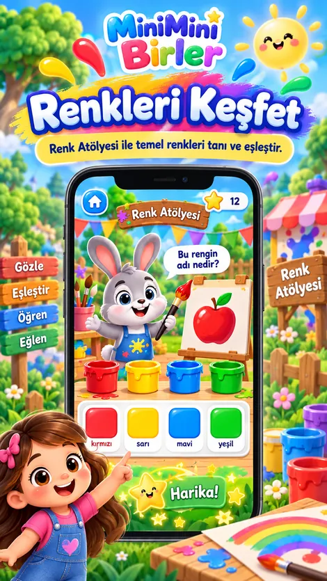 Renk Atölyesi renk öğrenme ekranı