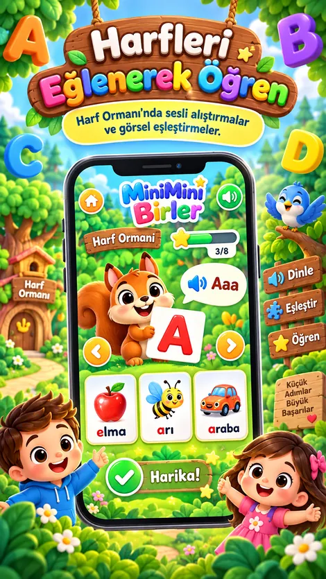 Harf Ormanı harf öğrenme ekranı